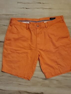 Polo by Ralph Lauren Bright Orange Men's Flat Front Cotton Shorts